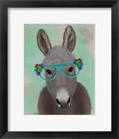 Framed Donkey Turquoise Flower Glasses