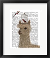 Framed Llama and Birdcage Book Print