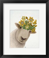 Framed Sheep with Daffodil Crown