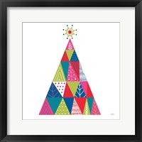 Framed Geometric Holiday Trees I Bright