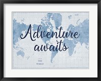 Framed World Map White and Blue v2