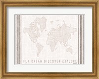 Framed Fly, Dream, Discover, Explore Map