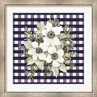 Framed 'Navy Floral I' border=