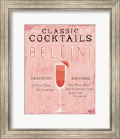 Framed 'Classic Cocktails Bellini Pink' border=