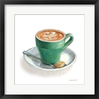 Wake Me Up Coffee II on White Framed Print