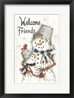 Framed Welcome Friends Snowmen