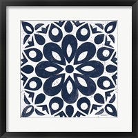 Framed Blue and White Tile III