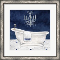 Framed 'Navy Blue Bath I' border=