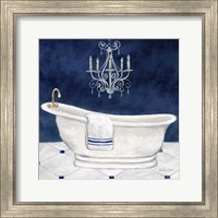 Framed 'Navy Blue Bath I' border=