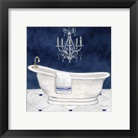 Navy Blue Bath I Framed Print