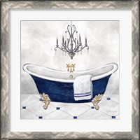 Framed 'Navy Blue Bath II' border=