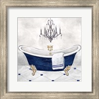 Framed 'Navy Blue Bath II' border=