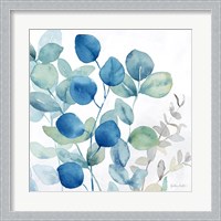 Framed 'Eucalyptus Leaves Navy I' border=