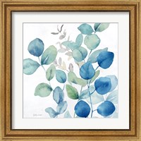 Framed 'Eucalyptus Leaves Navy II' border=