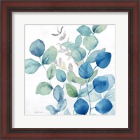 Framed 'Eucalyptus Leaves Navy II' border=