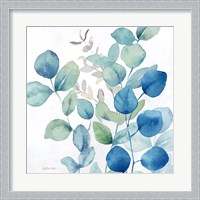 Framed 'Eucalyptus Leaves Navy II' border=