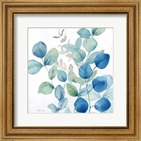 Framed 'Eucalyptus Leaves Navy II' border=