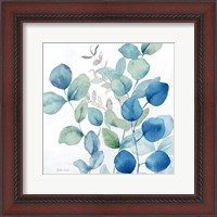 Framed 'Eucalyptus Leaves Navy II' border=