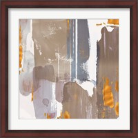 Framed 'Icescape Abstract Grey Gold I' border=