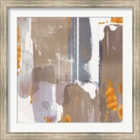 Framed 'Icescape Abstract Grey Gold I' border=