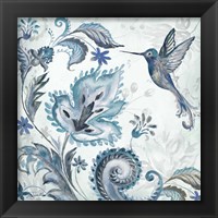 Framed 'Watercolor Boho Blue Hummingbird II' border=