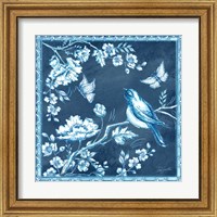 Framed 'Chinoiserie Tile Blue II' border=