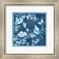 Framed 'Chinoiserie Tile Blue II' border=