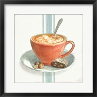 Wake Me Up Coffee III with Stripes Framed Print