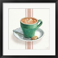 Wake Me Up Coffee II with Stripes Framed Print