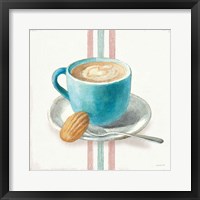 Wake Me Up Coffee I with Stripes Framed Print