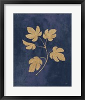 Framed 'Botanical Study III Gold Navy' border=