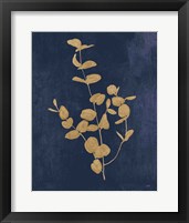 Framed 'Botanical Study II Gold Navy' border=