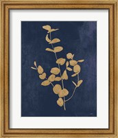 Framed Botanical Study II Gold Navy