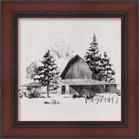 Framed 'Distant Barn Sketch II' border=