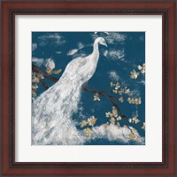 Framed 'White Peacock on Indigo I' border=