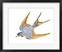 Framed Jeweled Barn Swallow II