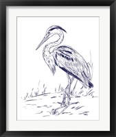 Framed 'Indigo Heron I' border=