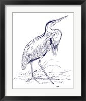 Framed 'Indigo Heron II' border=