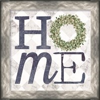 Framed 'Home with Eucalyptus Wreath III' border=