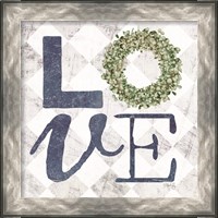 Framed 'Love with Eucalyptus Wreath III' border=