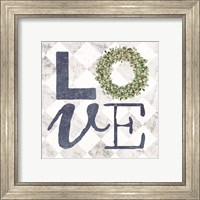 Framed 'Love with Eucalyptus Wreath III' border=