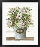 Flores Galvanized Bucket Framed Print