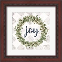 Framed 'Joy Eucalyptus Wreath' border=