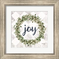 Framed 'Joy Eucalyptus Wreath' border=