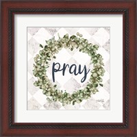 Framed 'Pray Eucalyptus Wreath' border=