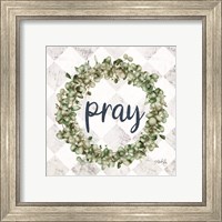 Framed 'Pray Eucalyptus Wreath' border=