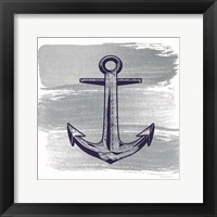 Brushed Midnight Blue Anchor Framed Print