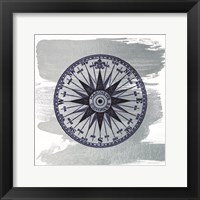 Brushed Midnight Blue Compass Rose Framed Print