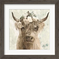 Framed 'Cow and Crown II' border=