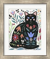 Framed 'Folksy Feline II' border=